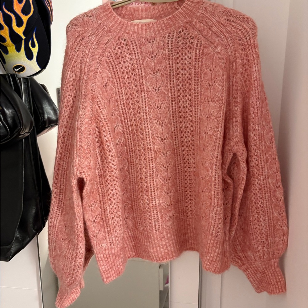 Sézane Rose Cable Knit Sweater